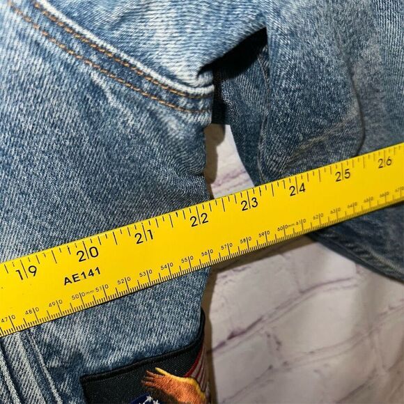 Vintage 80s Levi's Men's Harley Davidson Denim Motorcycle Jacket L with Patches - Picture 3 of 16